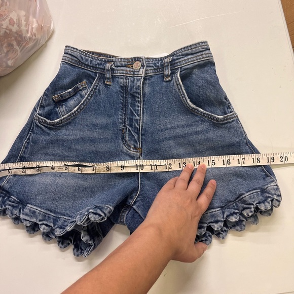 Maje Scalloped Trim Denim Shorts - Picture 10 of 11